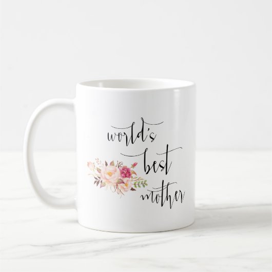 Moderne Minimal Blush Blumenwelt als beste Mutter Kaffeetasse (Links)