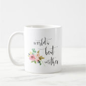 Moderne Minimal Blush Blumenwelt als beste Mutter Kaffeetasse (Links)