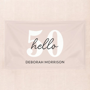 Moderne Minimal Blush Pink Typografie 50. Geburtst Banner