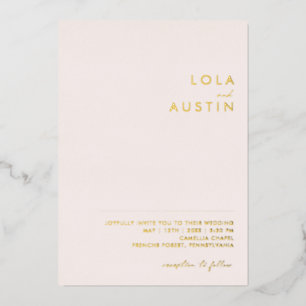 Moderne Minimal Blush und Lässige Hochzeit Folieneinladung
