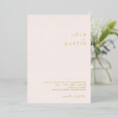 Moderne Minimal Blush und Lässige Hochzeit Folieneinladung (Stehend vorne)