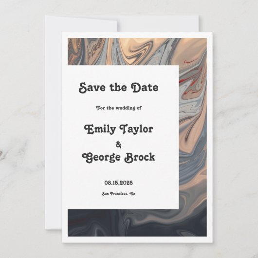 Moderne Minimal Bohemische künstlerische Abstrakte Save The Date (Vorderseite)