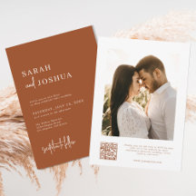 Moderne Minimal Boho Burnt Orange QR Code Hochzeit