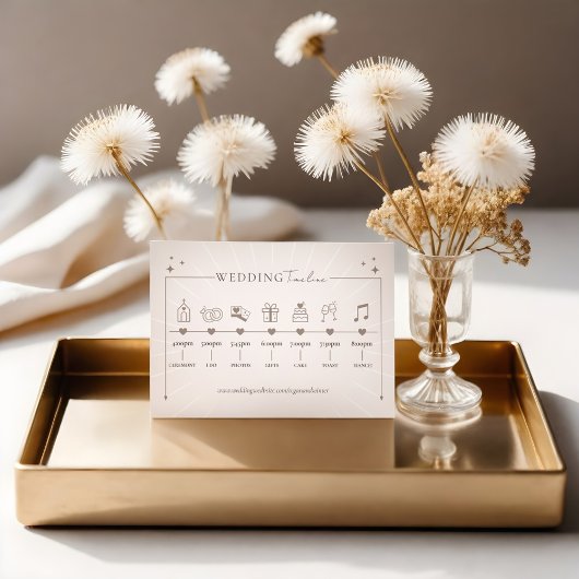 Moderne Minimal Boho Celestial Wedding Timeline Begleitkarte