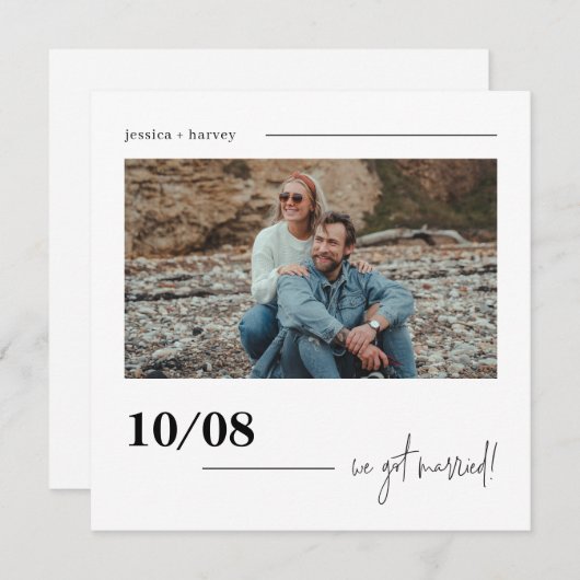 Moderne Minimal Boho Foto Elopement Ankündigung (Vorne/Hinten)