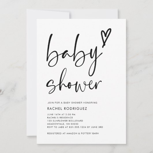 Moderne Minimal Boho Kinderdusche Einladung (Vorderseite)