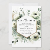 Moderne Minimal Boho Sage Green Wedding Save The Date (Vorderseite)