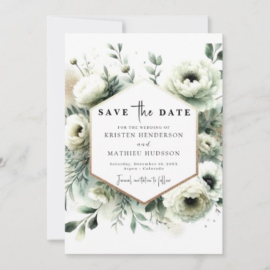 Moderne Minimal Boho Sage Green Wedding Save The Date (Vorderseite)