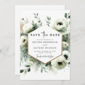 Moderne Minimal Boho Sage Green Wedding Save The Date (Vorne/Hinten)