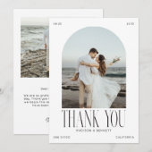 Moderne Minimal Boho Torbogen-Hochzeit Dankeskarte (Vorne/Hinten)