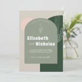 Moderne Minimal-Boho-Wüste | Cactus Green Einladung (Stehend Vorderseite)