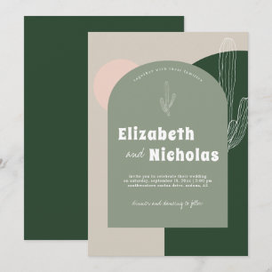 Moderne Minimal-Boho-Wüste   Cactus Green Einladung