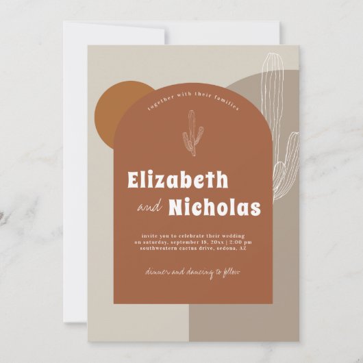Moderne Minimal-Boho-Wüste | Terra Cotta Einladung (Vorderseite)