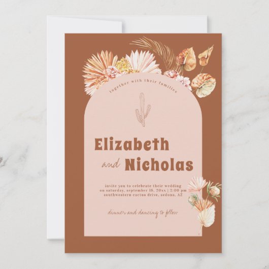 Moderne Minimal-Boho-Wüste | Terra Cotta Einladung (Vorderseite)