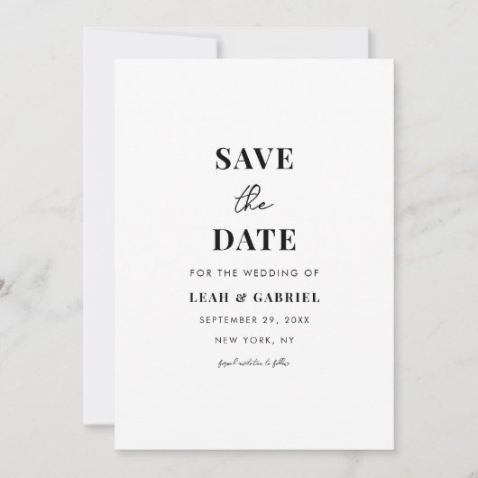 Moderne Minimal Bold Foto Wedding Save The Date (Vorderseite)