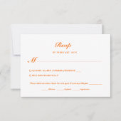 Moderne Minimal Bright Orange Meal Choding RSVP Karte (Vorderseite)