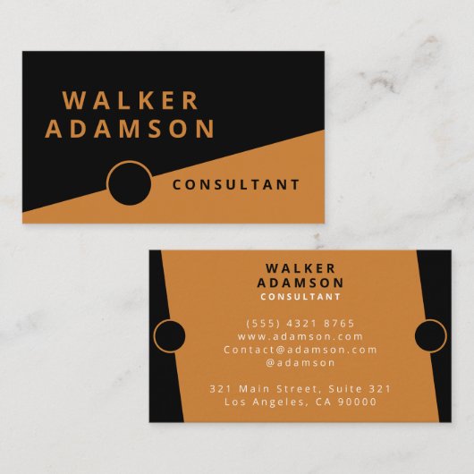Moderne Minimal Bronze & Black Visitenkarte (Vorne/Hinten)