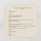 Moderne Minimal Bronze & Gold Hochzeitsempfehlung Menükarte (Vorne/Hinten)