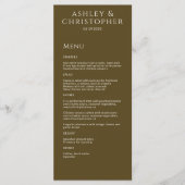 Moderne Minimal-Bronze-Hochzeitsempfehlung Menükarte (Vorderseite)