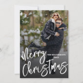 Moderne Minimal Brush Script 1 Foto Weihnachten (Vorderseite)