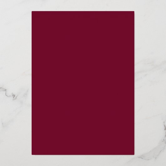 Moderne Minimal-Burgund und Gold-Hochzeit Folieneinladung (Rückseite)