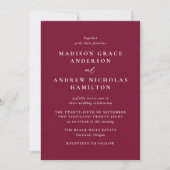 Moderne Minimal Burgundy Foto Wedding Einladung (Vorderseite)