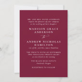 Moderne Minimal Burgundy Foto Wedding Einladung (Vorderseite)
