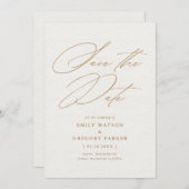 Moderne Minimal Calligrafy Gold Hochzeit Save The Date (Vorne/Hinten)