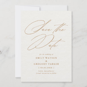 Moderne Minimal Calligrafy Gold Hochzeit Save The Date