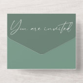 Moderne Minimal Calligrafy Sage Siegel Senden Hoch All In One Einladung (Rückseite)