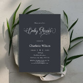 Moderne Minimal Calligraphy Baby Boy Dusche Einladung