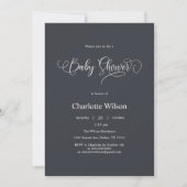 Moderne Minimal Calligraphy Baby Boy Dusche Einladung (Vorderseite)
