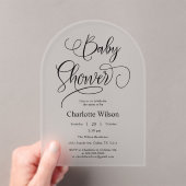 Moderne Minimal Calligraphy Baby Girl Dusche Acryleinladungen (Insitu (Handheld))