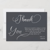 Moderne Minimal Calligraphy Baby Girl Dusche Dankeskarte (Vorderseite)