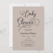 Moderne Minimal Calligraphy Baby Girl Dusche Einladung (Vorderseite)