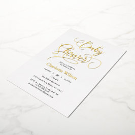 Moderne Minimal Calligraphy Baby Girl Dusche Folieneinladung