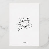 Moderne Minimal Calligraphy Baby Girl Dusche Folieneinladung (Rückseite)