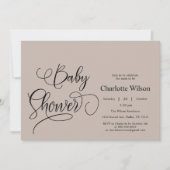 Moderne Minimal Calligraphy Babydusche Einladung (Vorderseite)