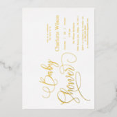 Moderne Minimal Calligraphy Babydusche Folieneinladung (Vorderseite)