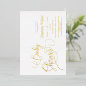 Moderne Minimal Calligraphy Babydusche Folieneinladung (Stehend vorne)