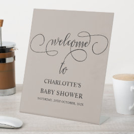 Moderne Minimal Calligraphy Babydusche Willkommen Sockelschild