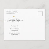 Moderne Minimal Calligraphy Chic Gold Save the Dat Ankündigungspostkarte (Rückseite)