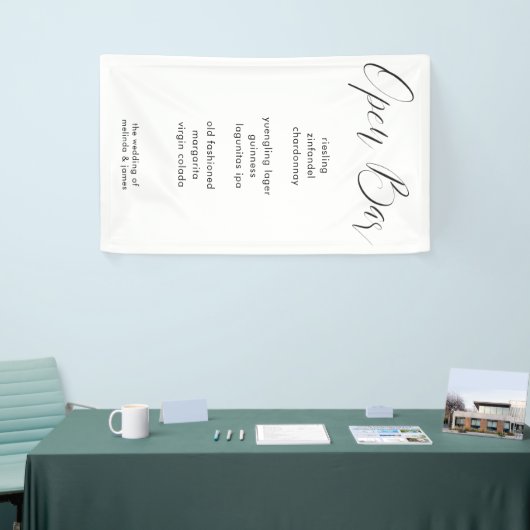 Moderne Minimal Calligraphy Fabric Bar Menu Hochze Banner (Messeveranstaltung)