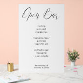Moderne Minimal Calligraphy White Bar Menu Wedding Acrylschild (Hochzeit)