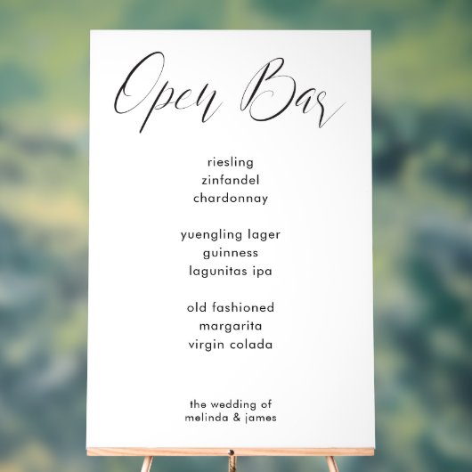 Moderne Minimal Calligraphy White Bar Menu Wedding Acrylschild (Neutral)