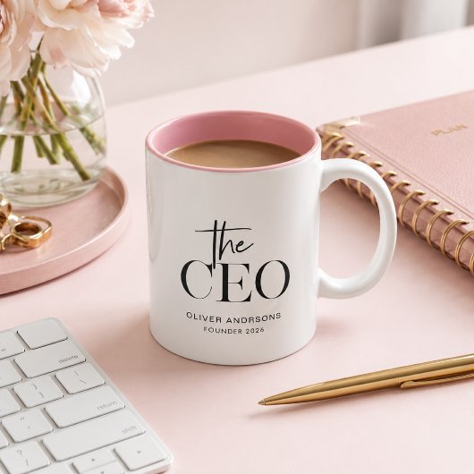 Moderne Minimal CEO-Tasse | Personalisierte Boss-L Zweifarbige Tasse