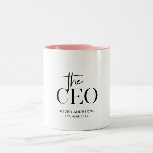 Moderne Minimal CEO-Tasse | Personalisierte Boss-L Zweifarbige Tasse (Mittel)