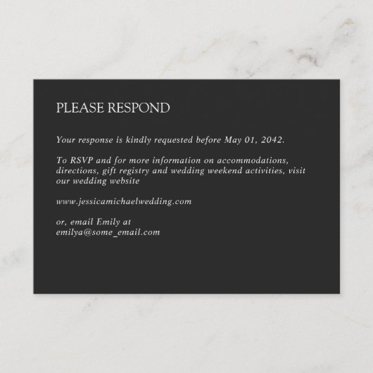 Moderne Minimal-Charcoal-Hochzeit RSVP Karte (Vorderseite)