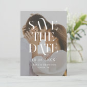 Moderne Minimal Chic Foto Hochzeit Save The Date (Stehend Vorderseite)