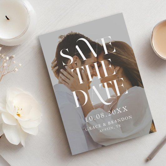 Moderne Minimal Chic Foto Hochzeit Save The Date